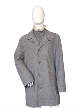 Nautica Sherpa Lined High Collar Wool Blend Overcoat